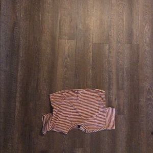Striped red/orange and white crop top